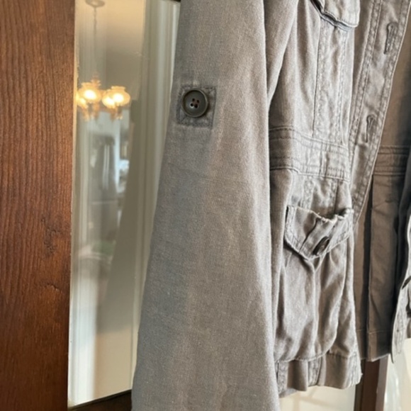 GAP Gray Linen-Blend Cargo Jacket, Size Medium - Picture 4 of 8